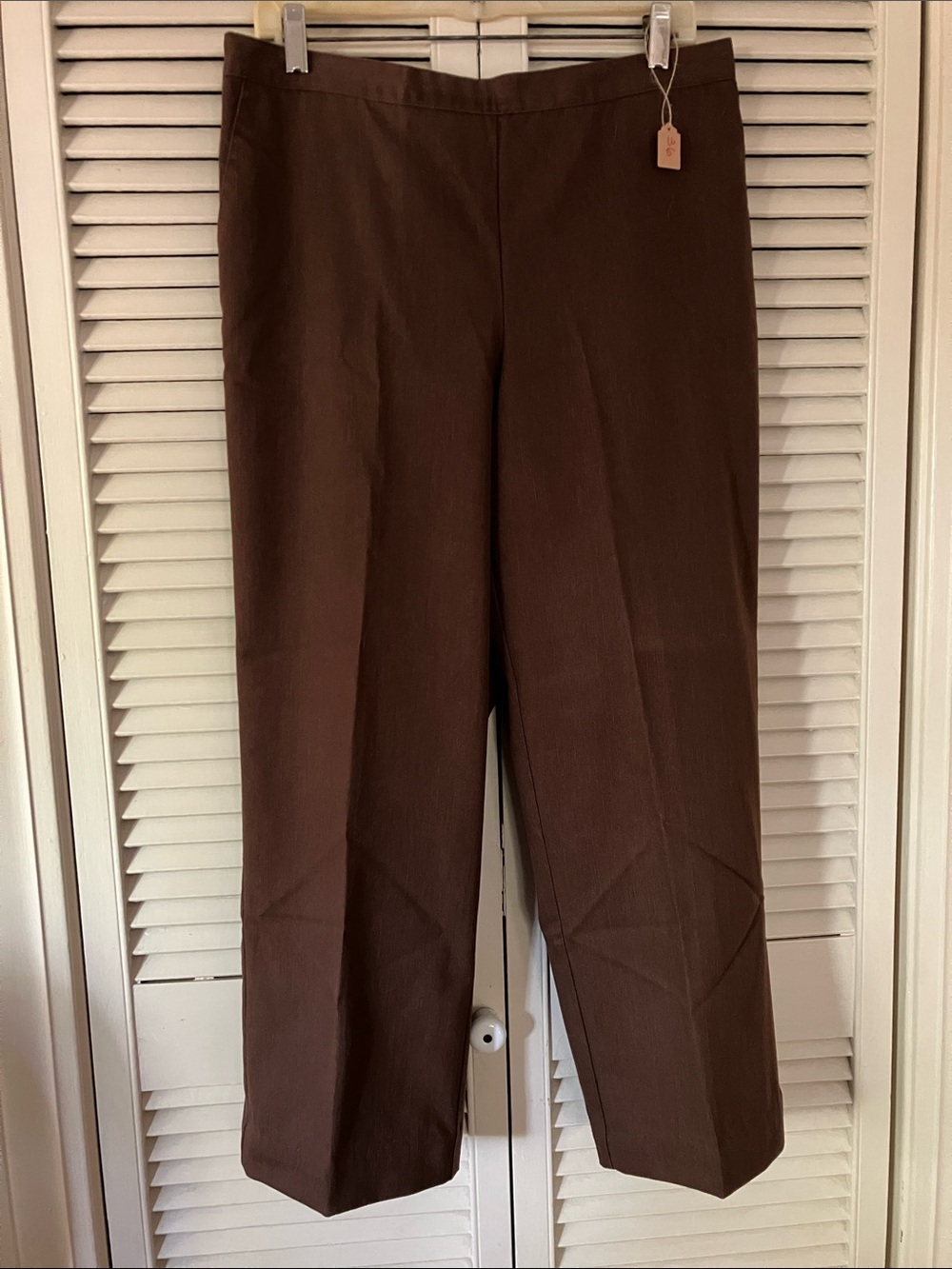 Alfred Dunner Medium Brown Straight-Leg Dress Pants 14S